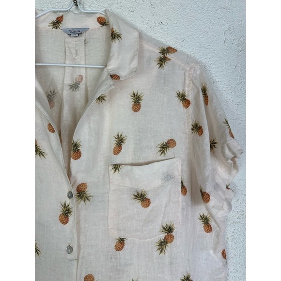 Rails linen cream pineapple button Zuma top plush pinas - Picture 2 of 8